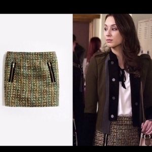 J Crew Dolce Wool Tweed Mini Skirt Zipper Pockets